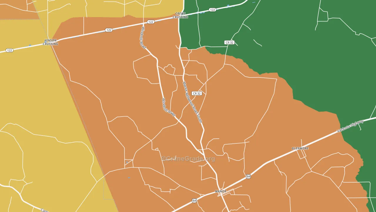 Manor, GA Map of Vandalism Rates
