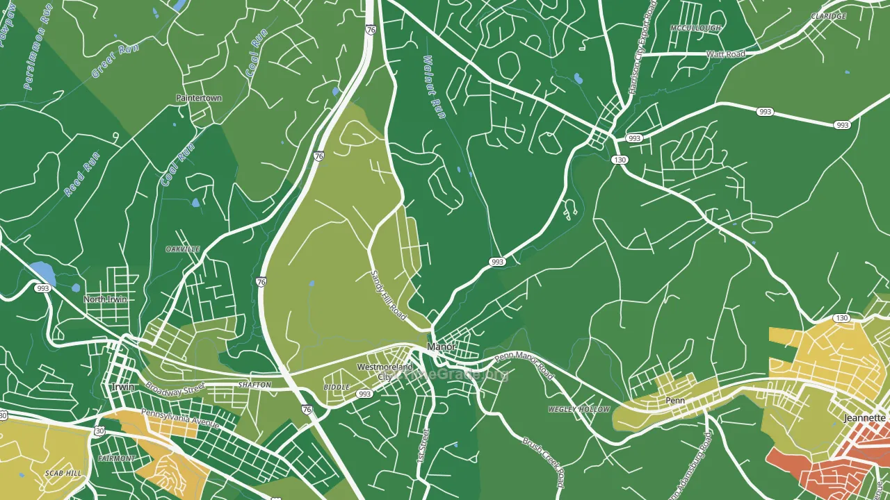 Manor, PA Map of Vandalism Rates