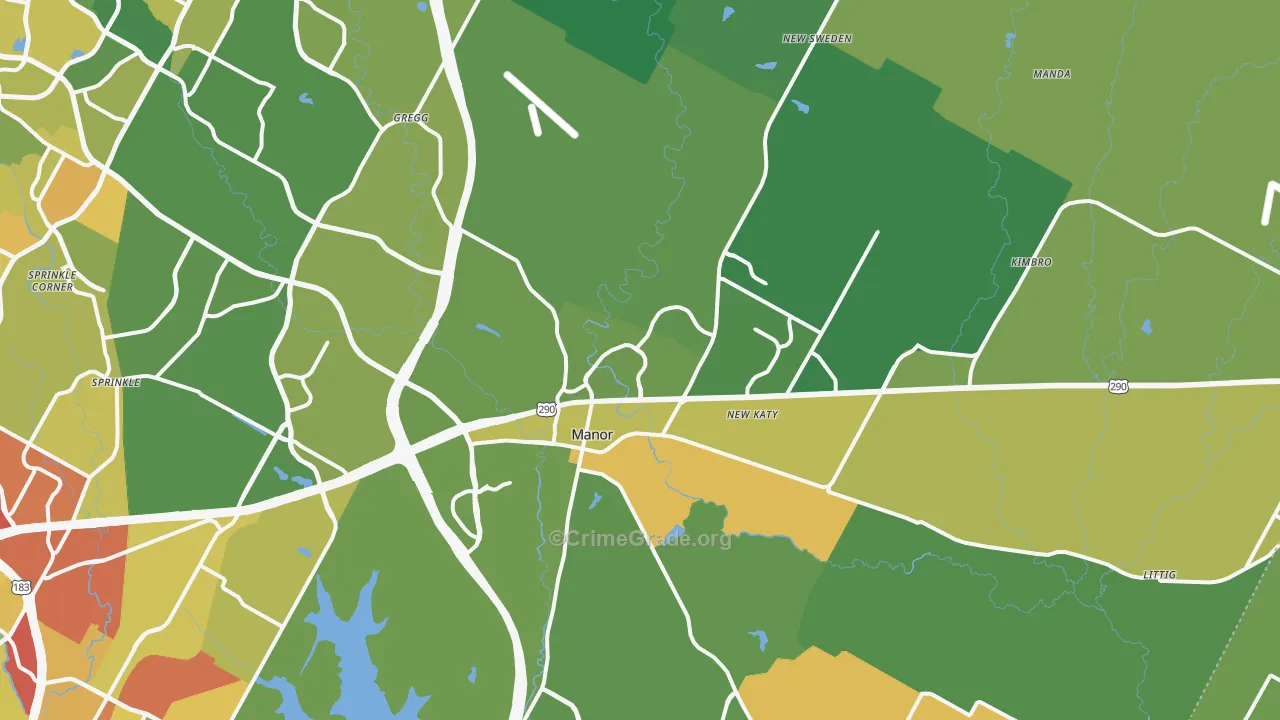 Manor, TX Map of Vandalism Rates