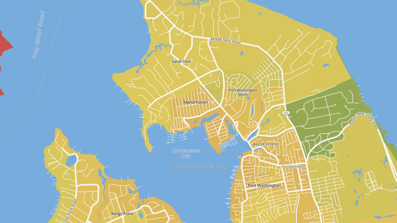 Manorhaven, NY Map of Vandalism Rates