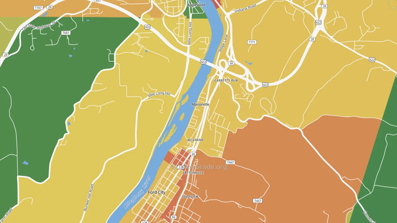Manorville, PA Map of Vandalism Rates
