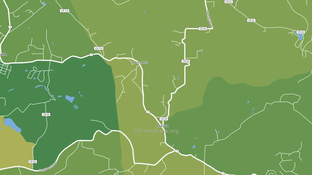 Manown, WV Map of Vandalism Rates