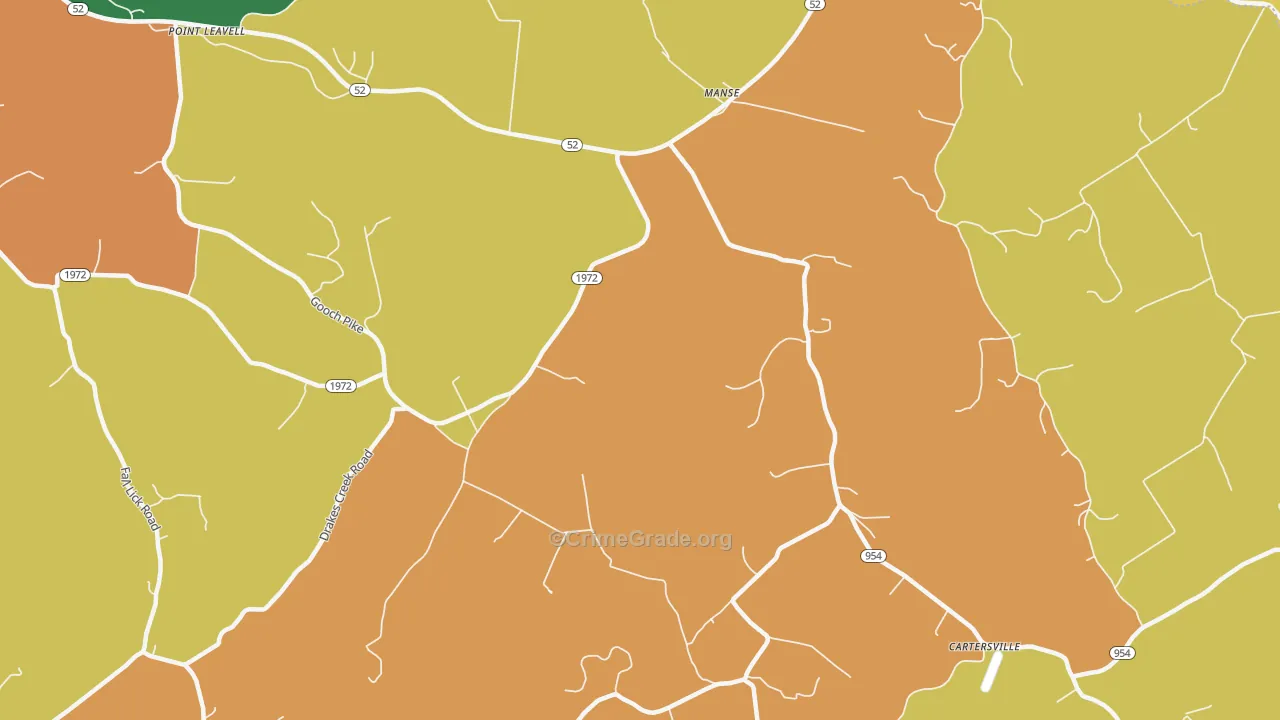 Manse, KY Map of Vandalism Rates