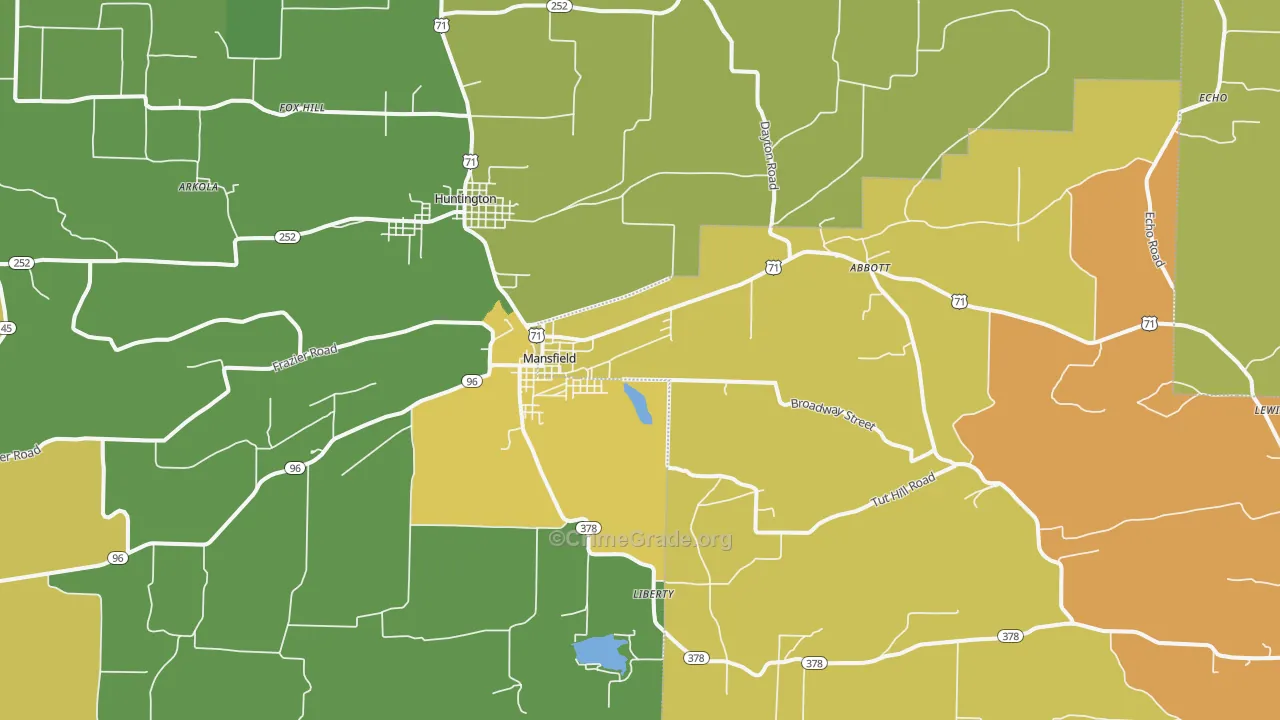 Mansfield, AR Map of Vandalism Rates