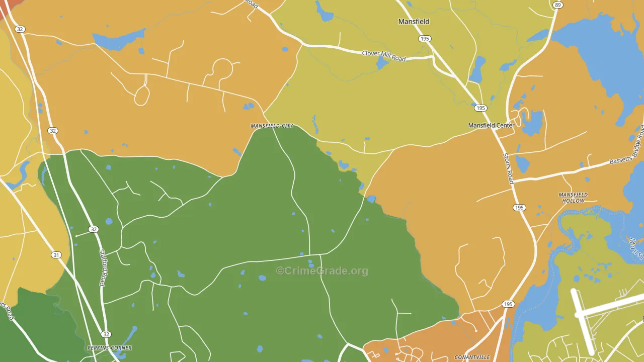 Mansfield City, CT Map of Vandalism Rates