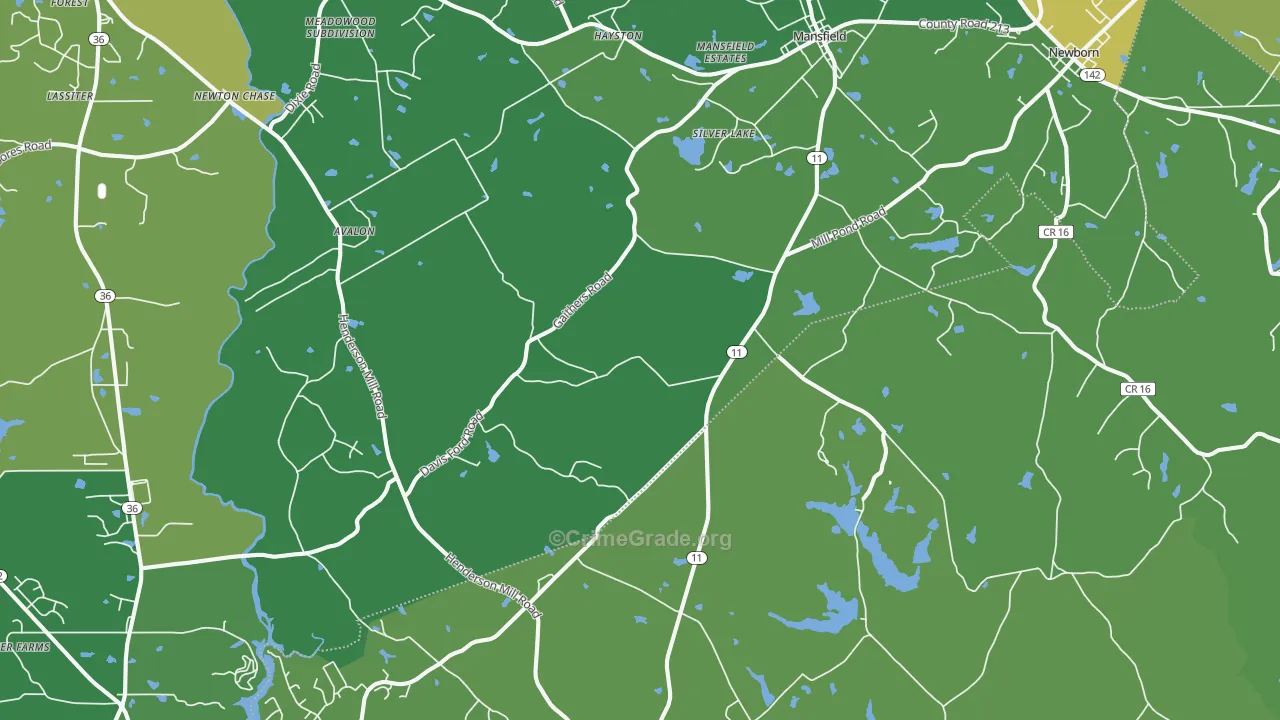 Mansfield, GA Map of Vandalism Rates
