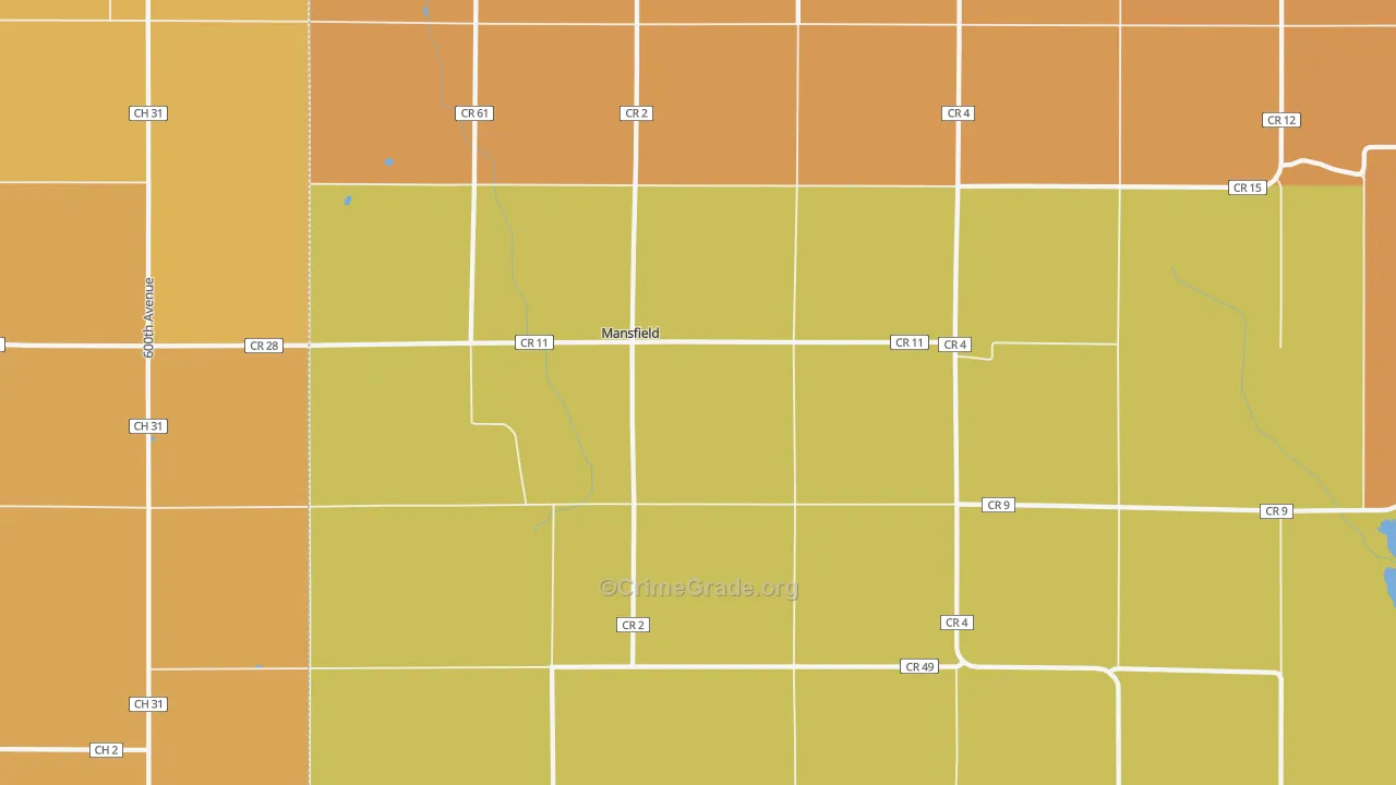 Mansfield, MN Map of Vandalism Rates