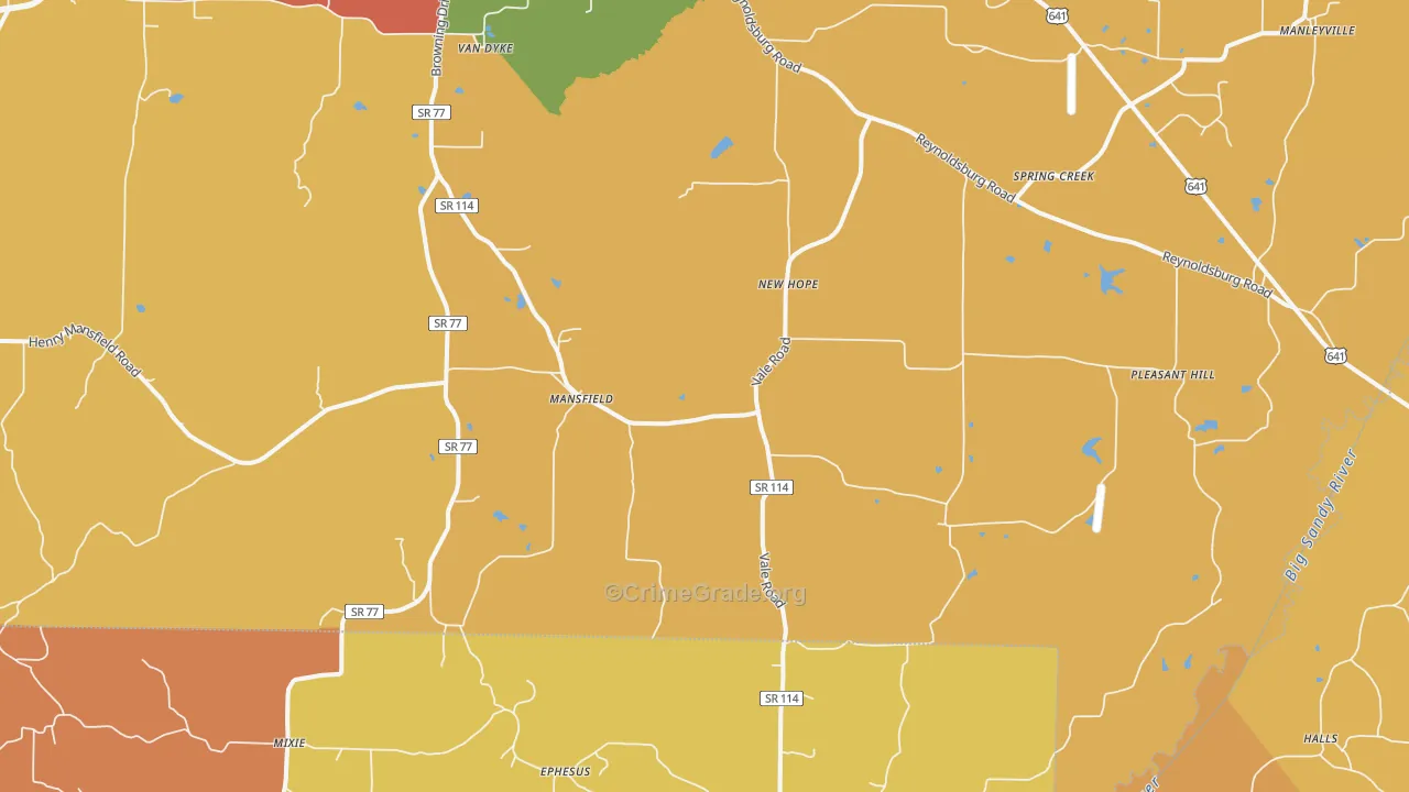 Mansfield, TN Map of Vandalism Rates