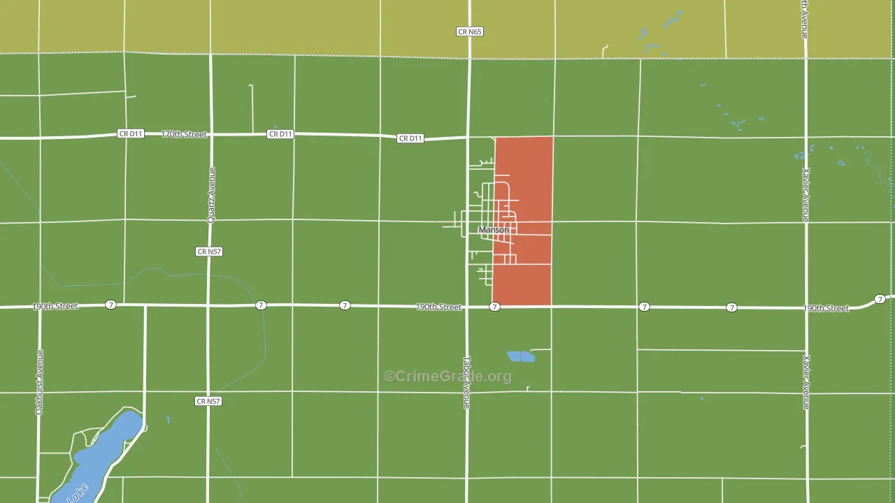 Manson, IA Map of Vandalism Rates
