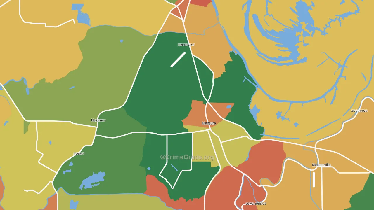 Mansura, LA Map of Vandalism Rates