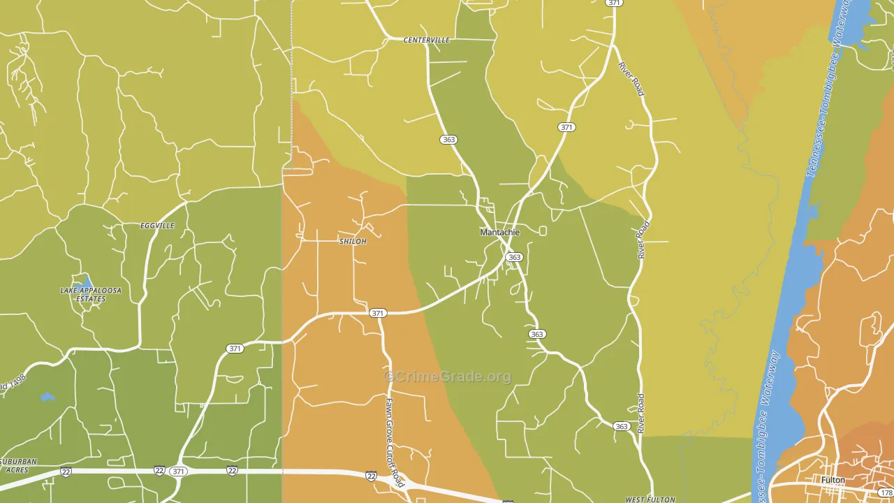 Mantachie, MS Map of Vandalism Rates