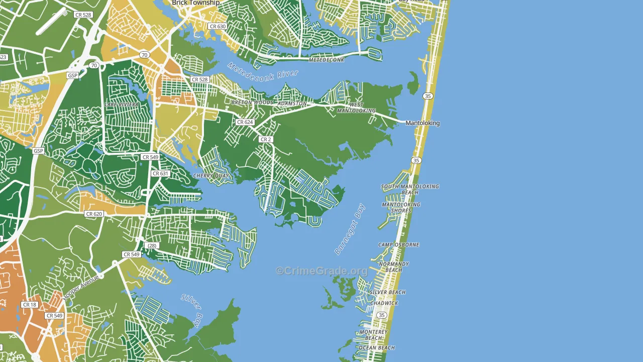Mantoloking, NJ Map of Vandalism Rates