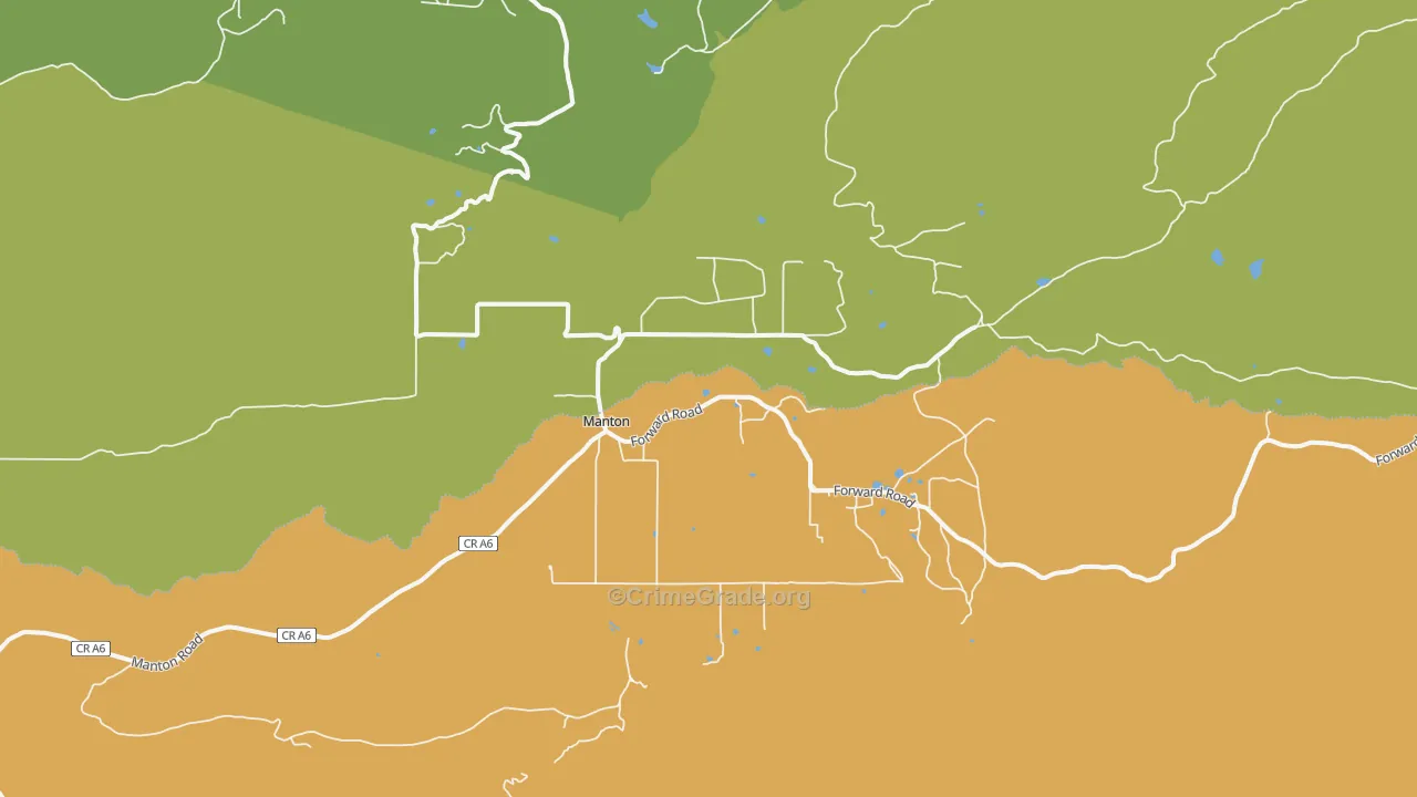 Manton, CA Map of Vandalism Rates