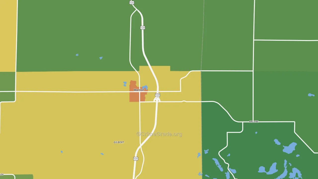 Manton, MI Map of Vandalism Rates