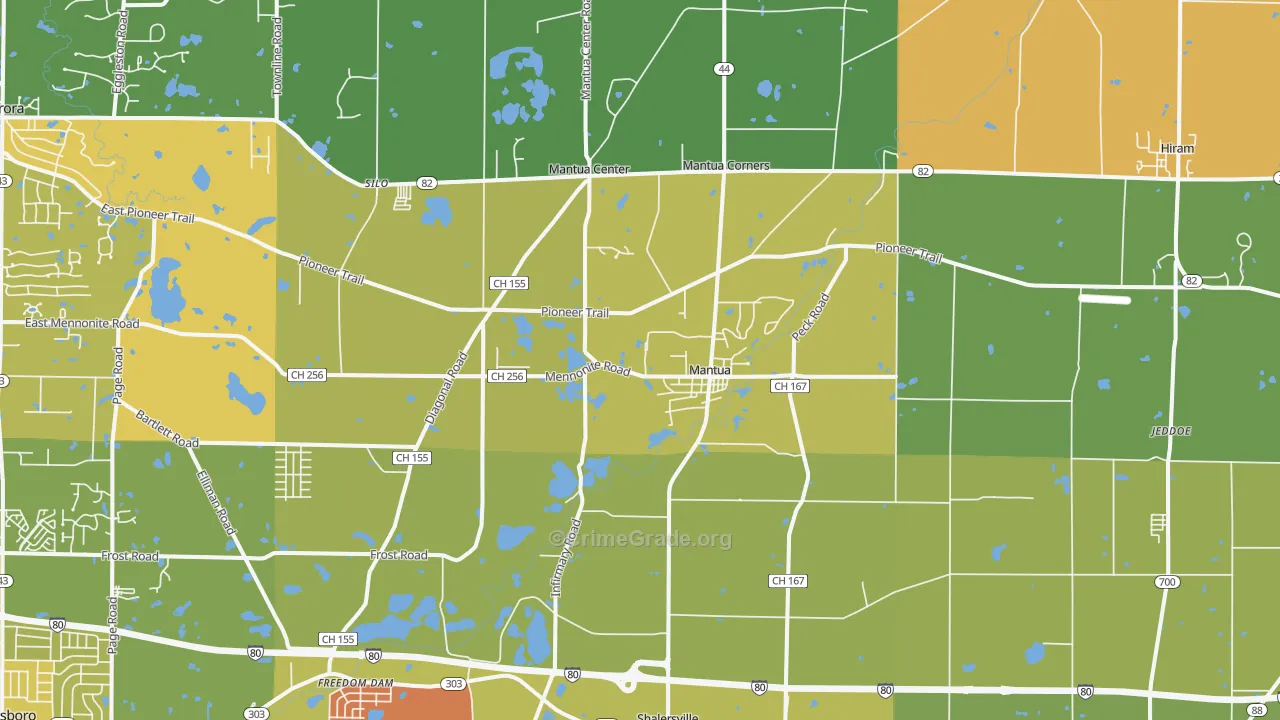 Mantua, OH Map of Vandalism Rates