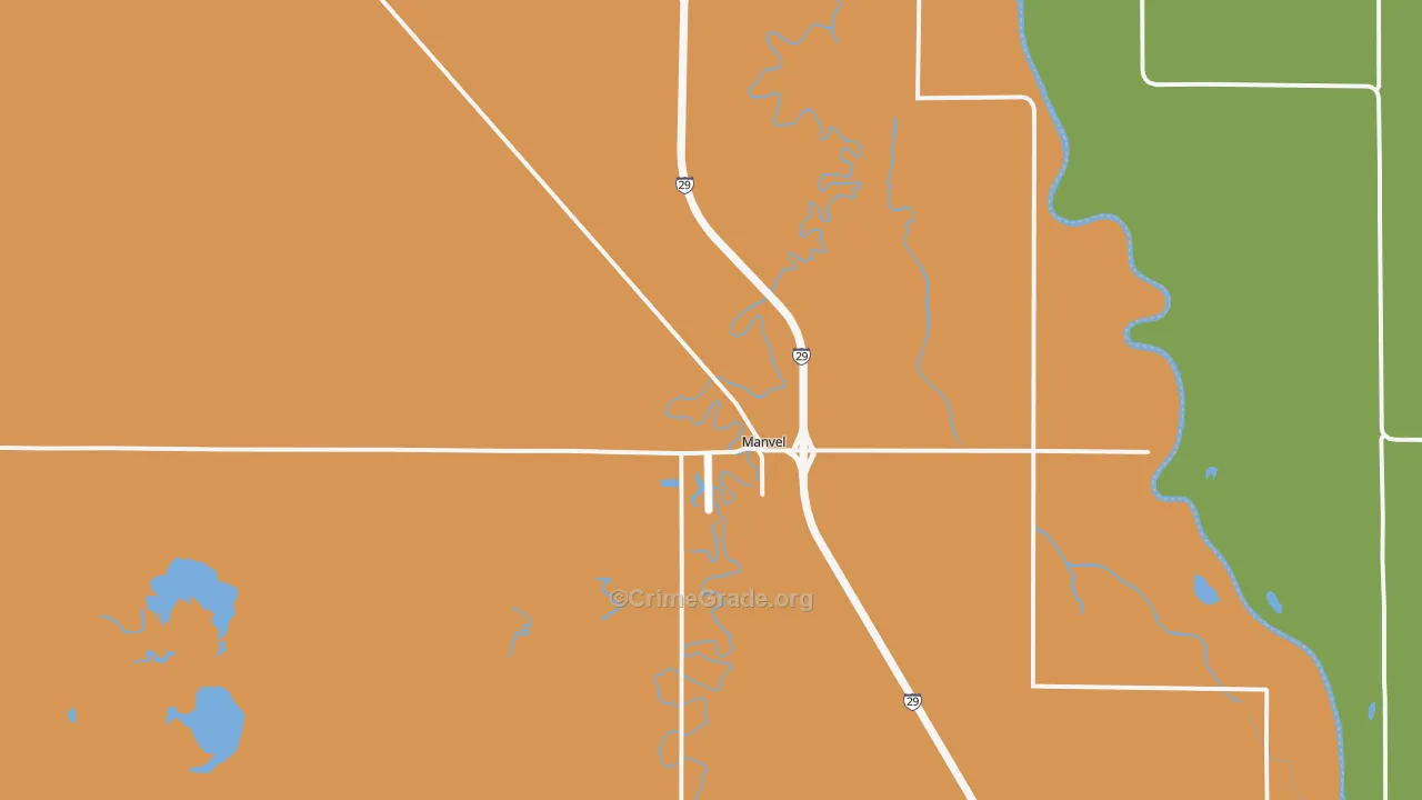 Manvel, ND Map of Vandalism Rates