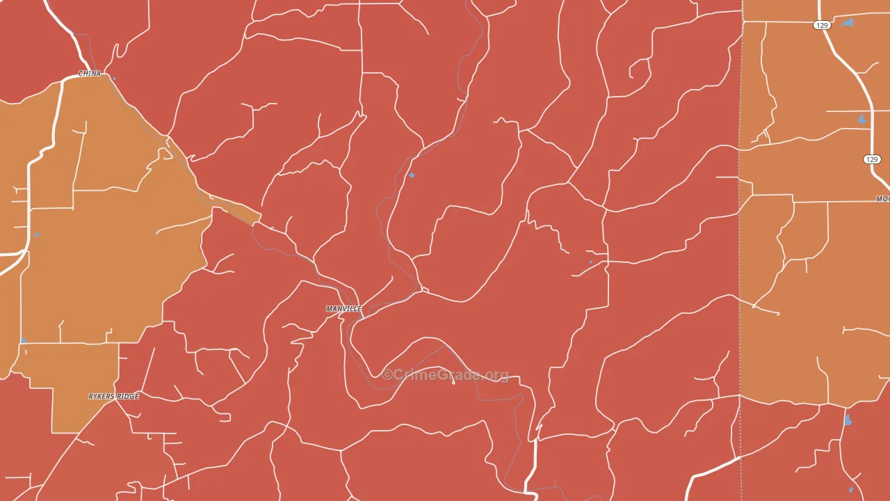 Manville, IN Map of Vandalism Rates