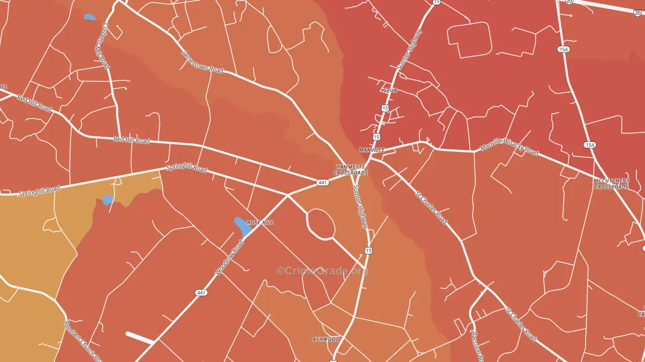 Manville, SC Map of Vandalism Rates