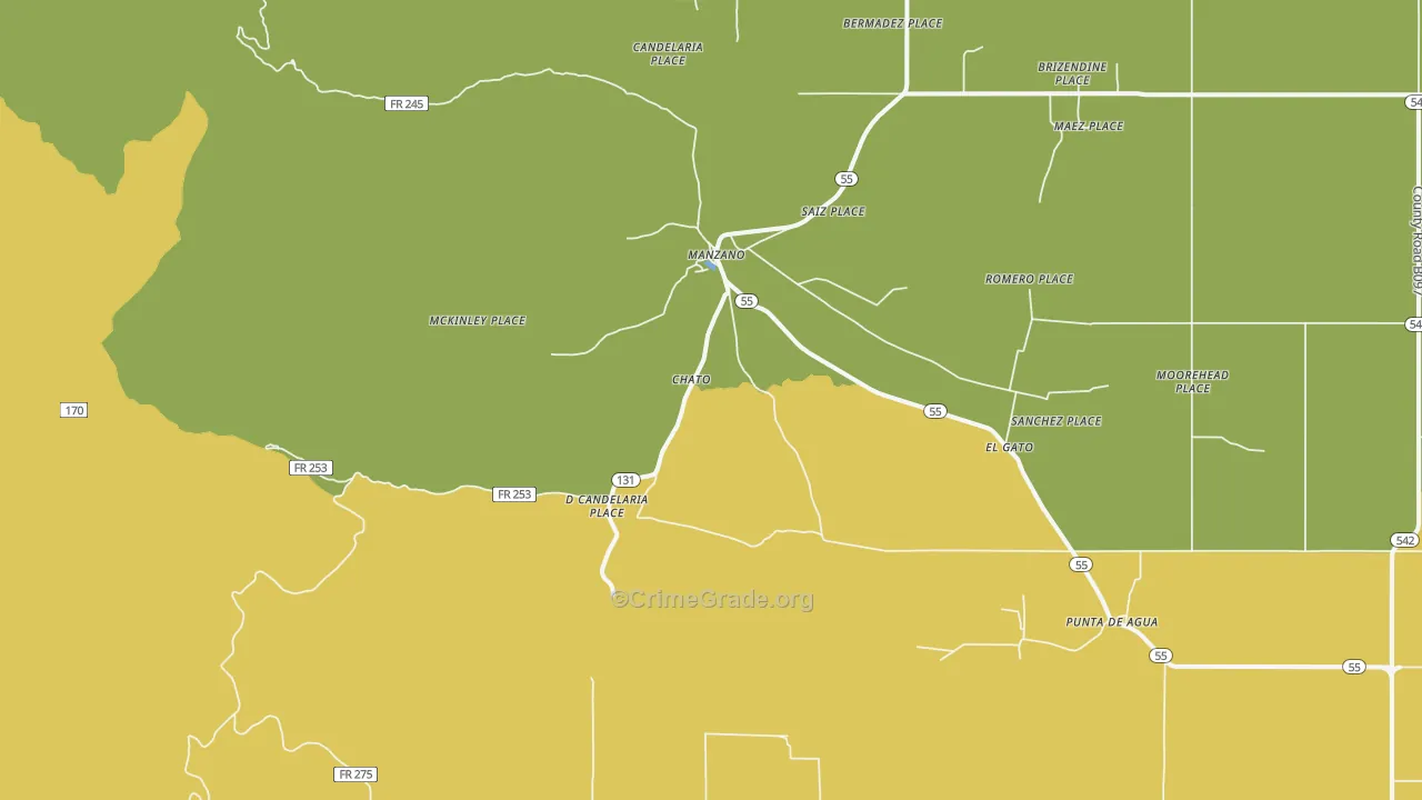 Manzano, NM Map of Vandalism Rates