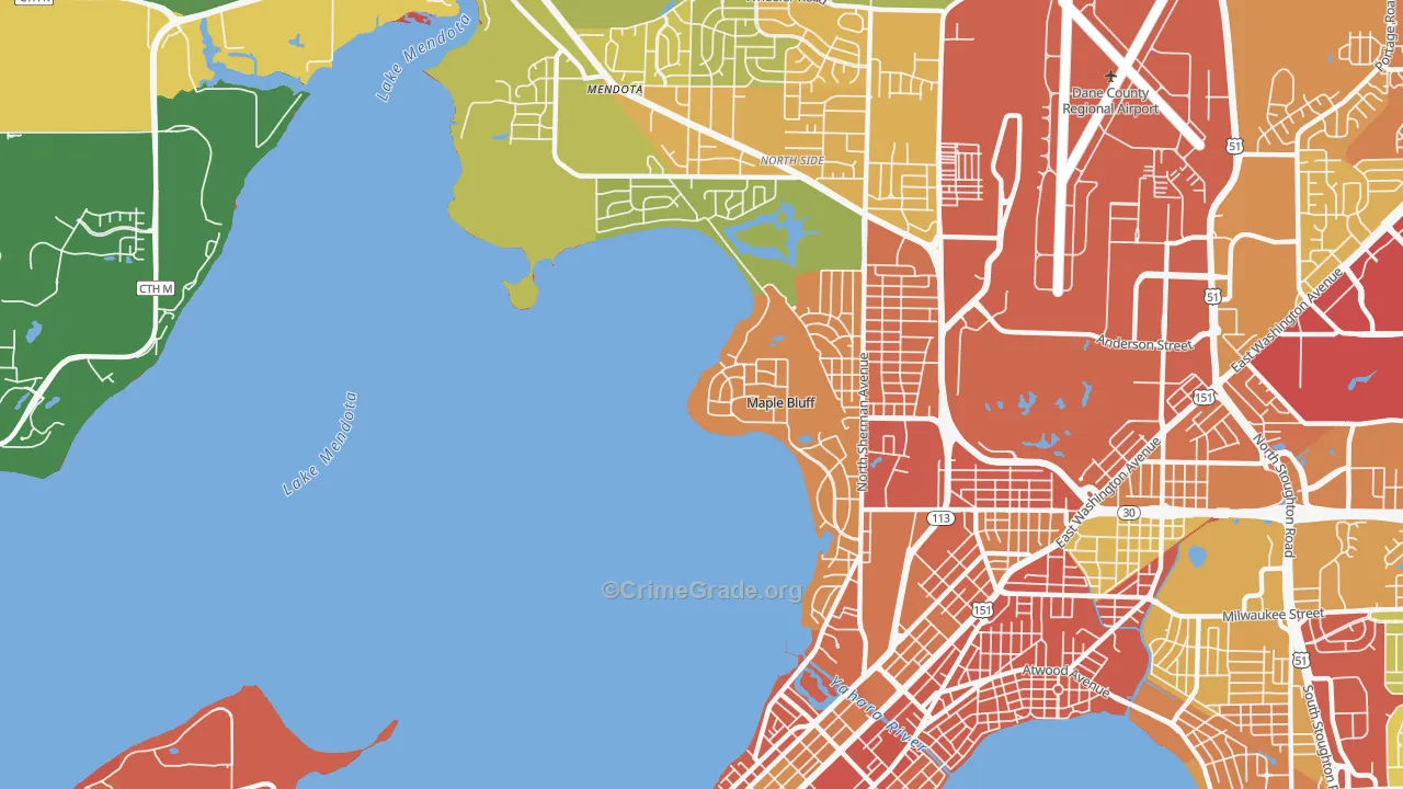 Maple Bluff, WI Map of Vandalism Rates