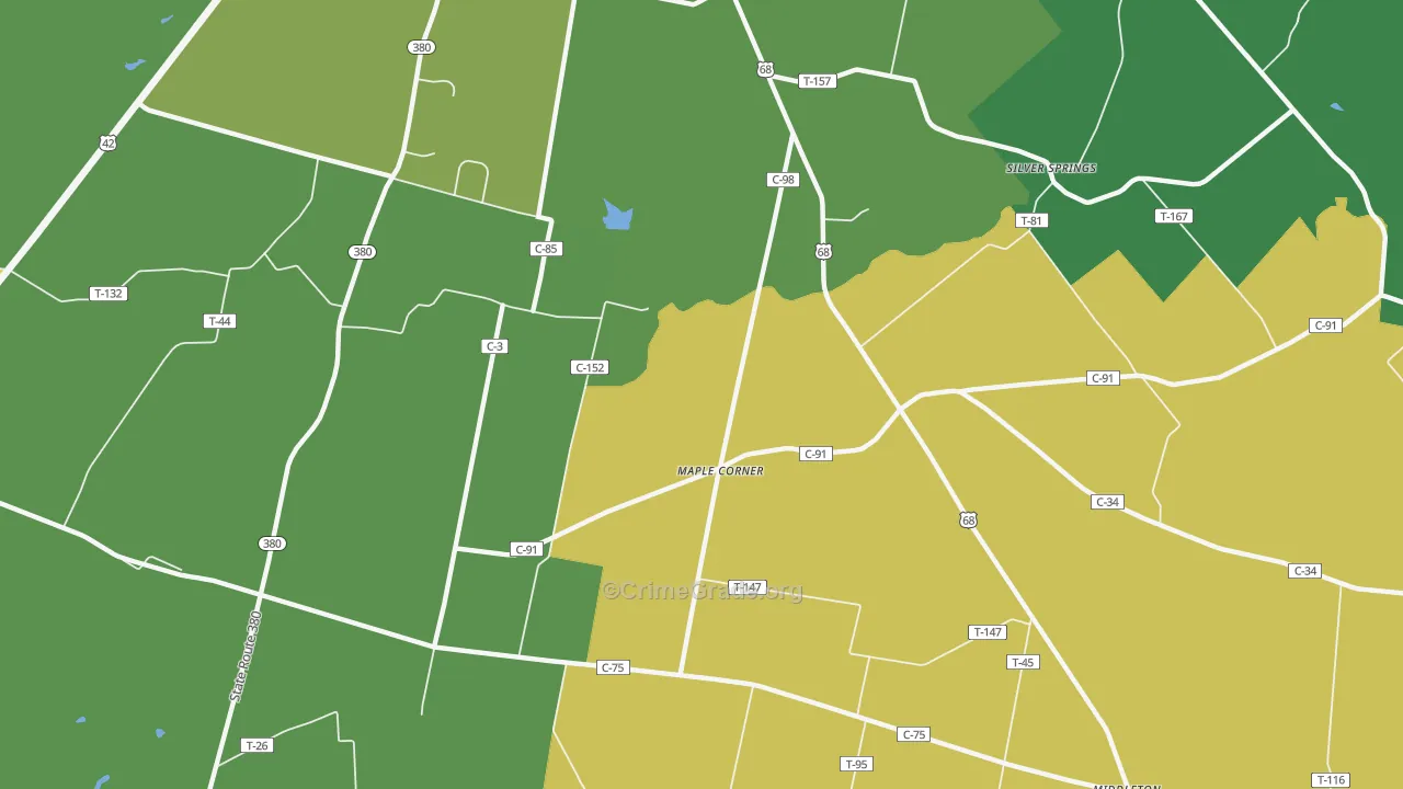 Maple Corner, OH Map of Vandalism Rates