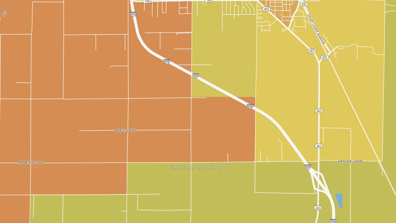 Maple Grove, AR Map of Vandalism Rates
