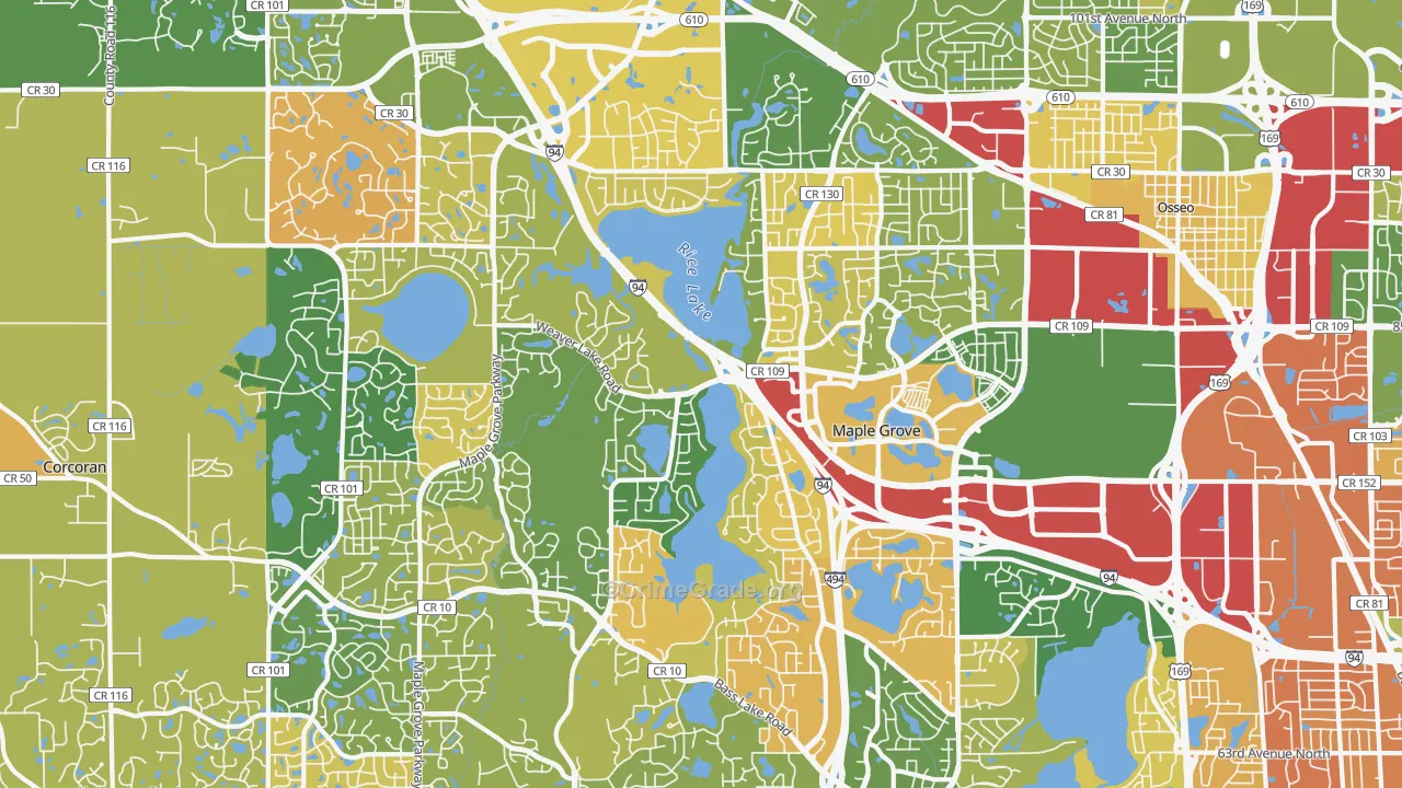 Maple Grove, MN Map of Vandalism Rates