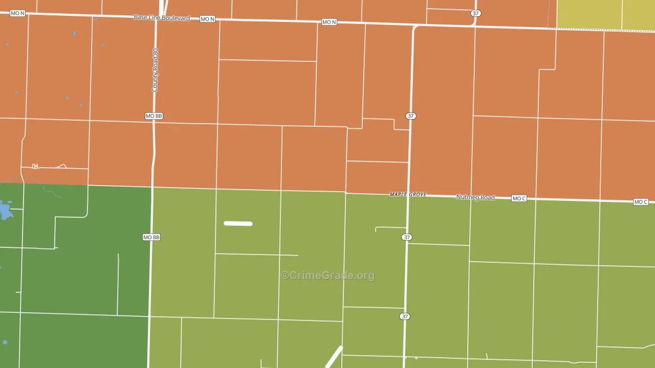 Maple Grove, MO Map of Vandalism Rates