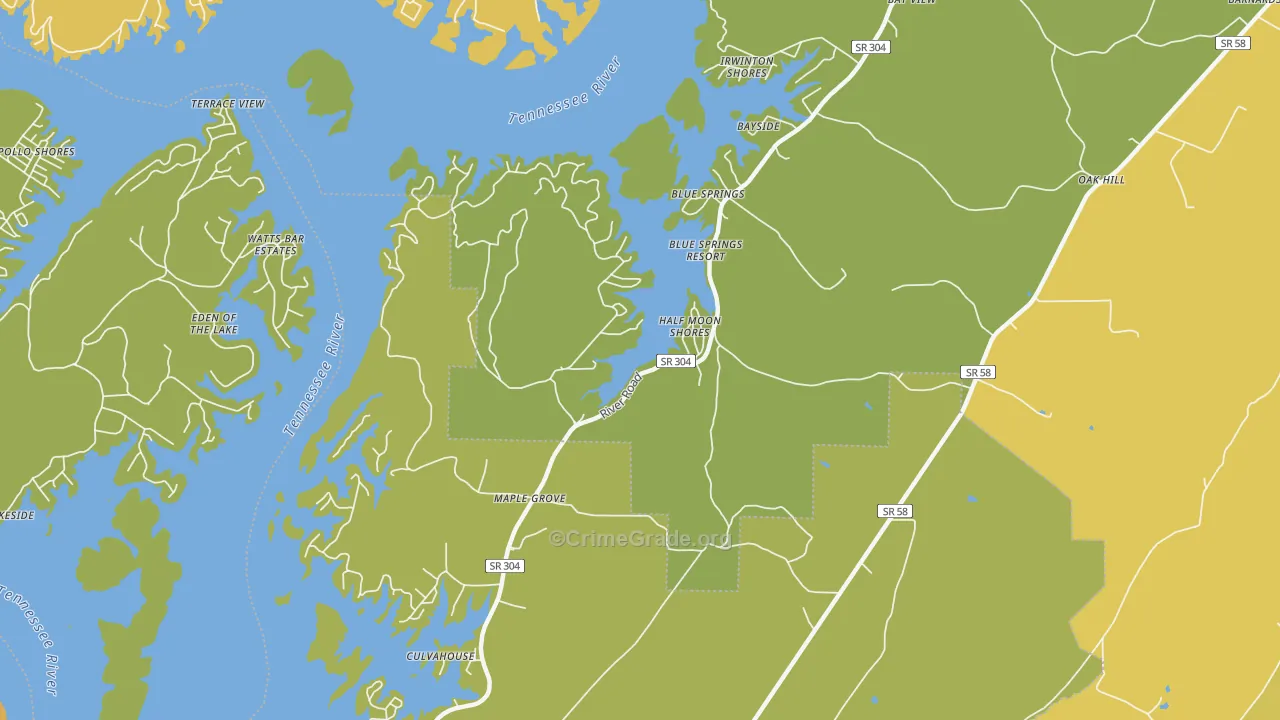 Maple Grove, TN Map of Vandalism Rates