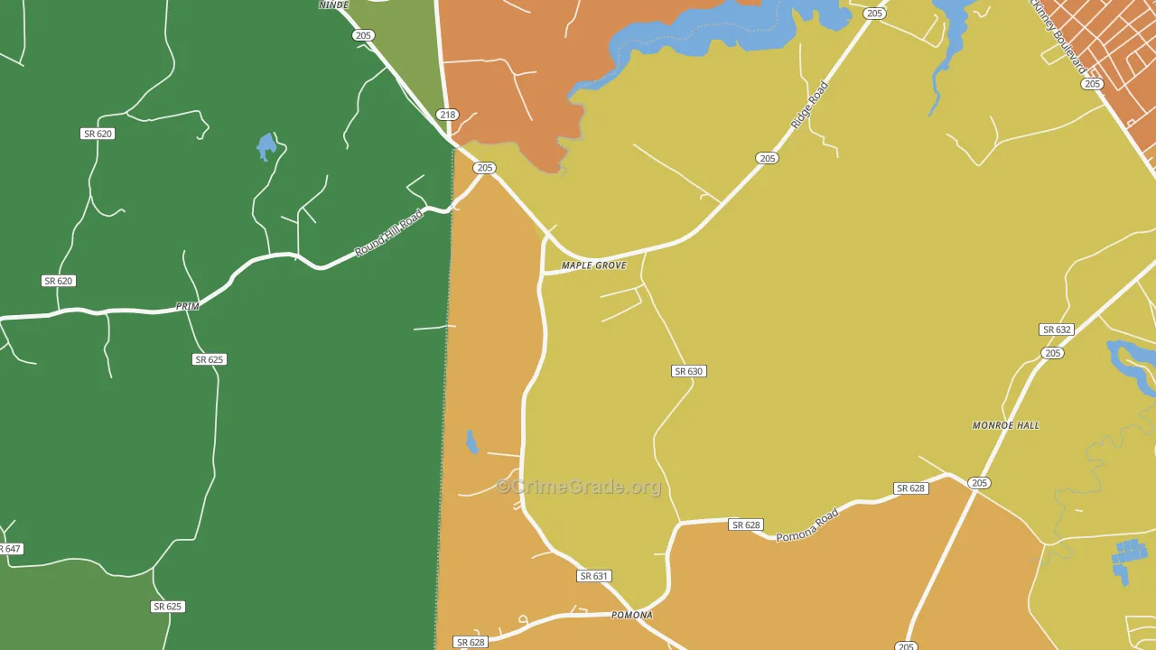 Maple Grove, VA Map of Vandalism Rates