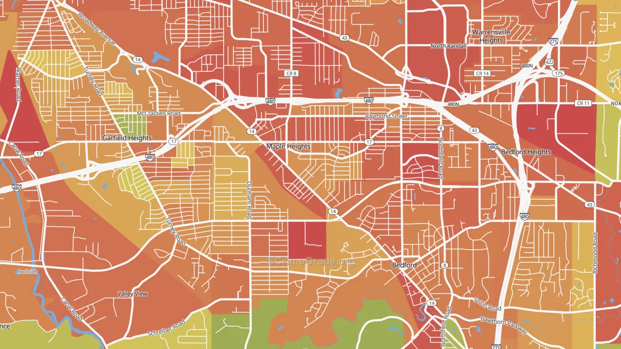 Maple Heights, OH Map of Vandalism Rates
