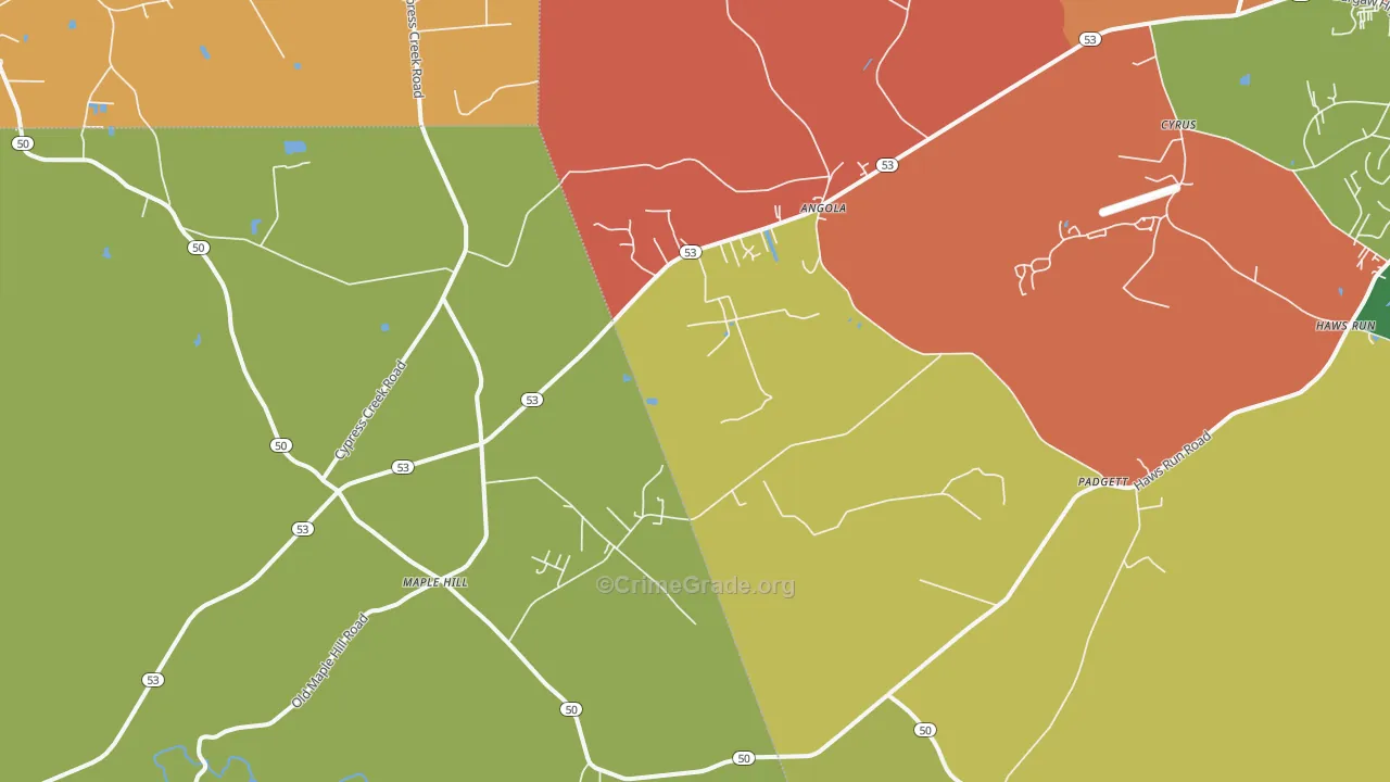 Maple Hill, NC Map of Vandalism Rates