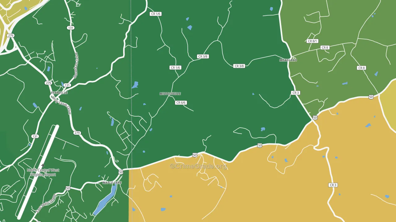 Maple Lake, WV Map of Vandalism Rates