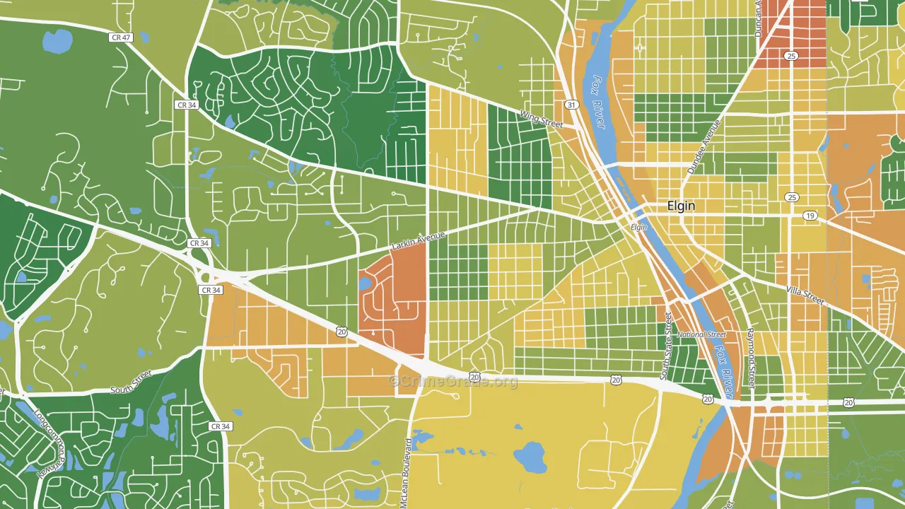 Maple Manor, Elgin, IL Map of Vandalism Rates