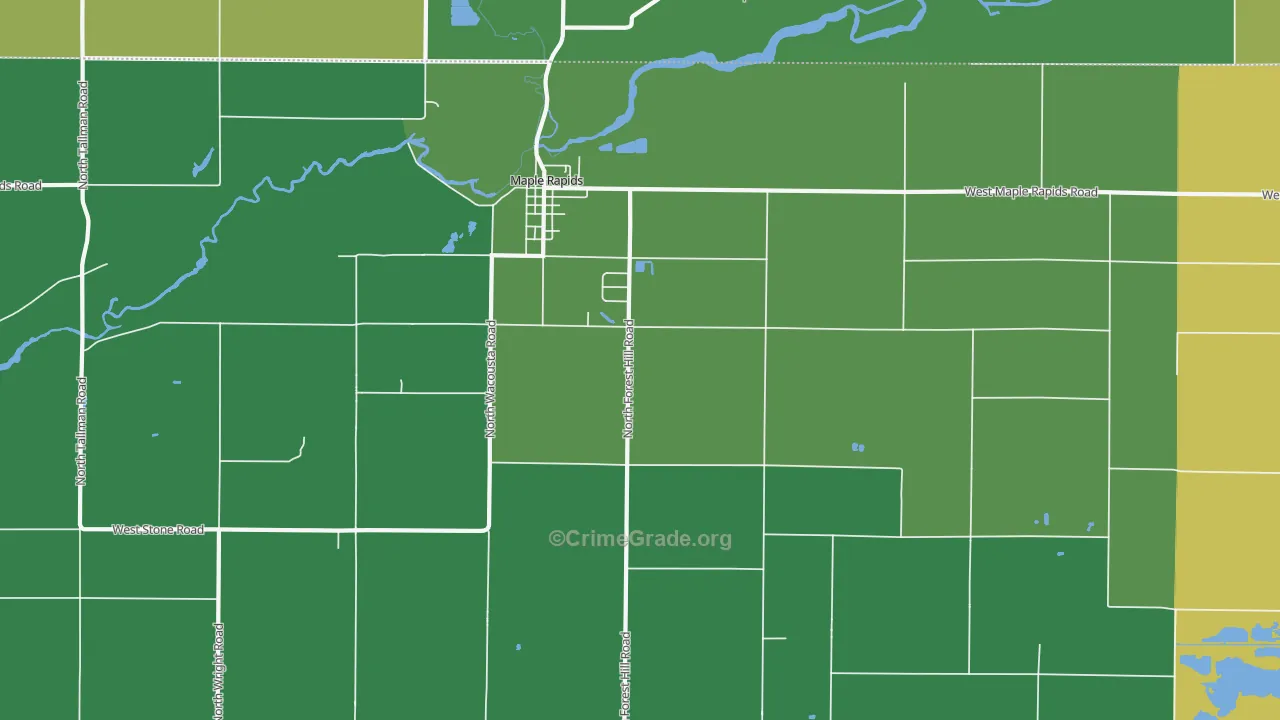 Maple Rapids, MI Map of Vandalism Rates
