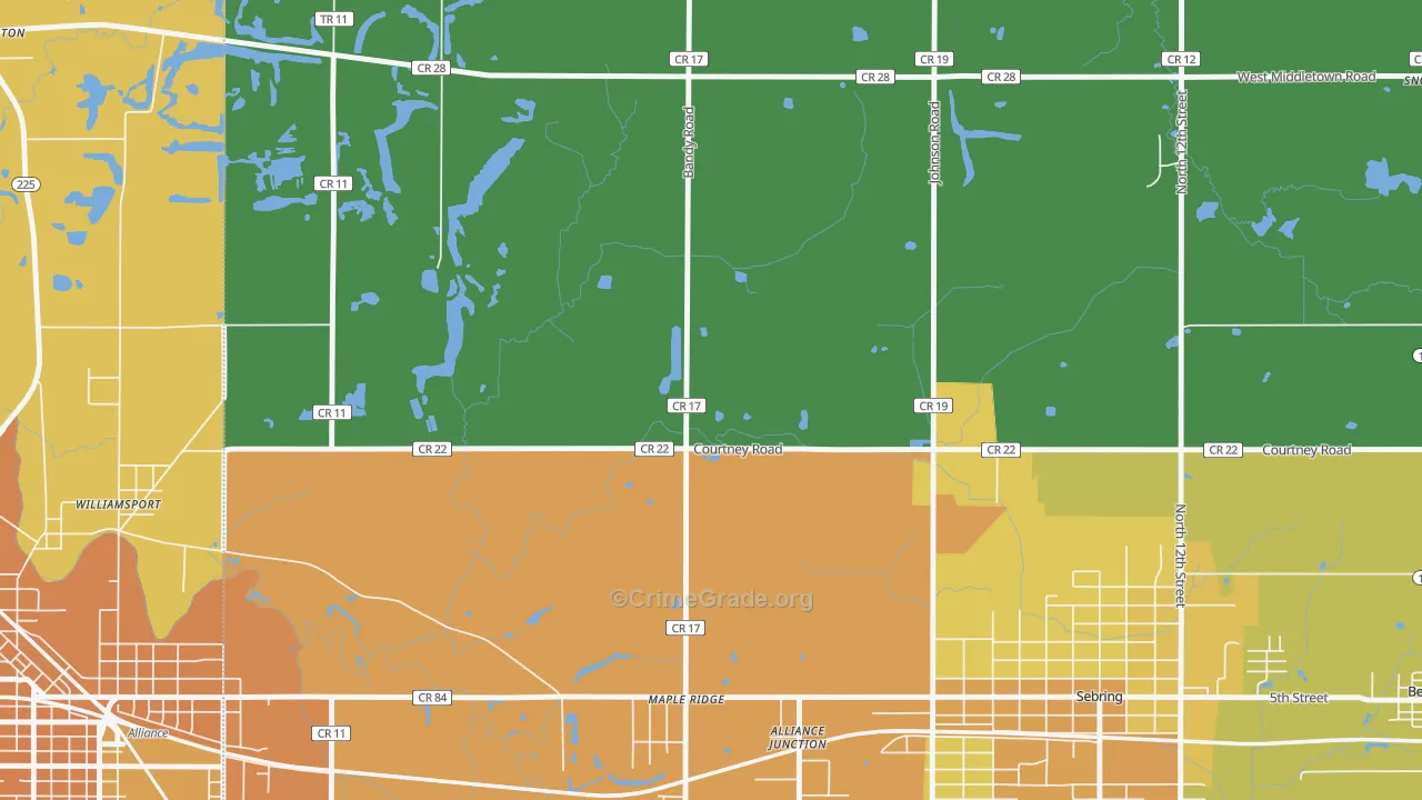 Maple Ridge, OH Map of Vandalism Rates