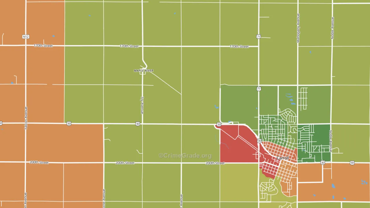 Maple River, IA Map of Vandalism Rates