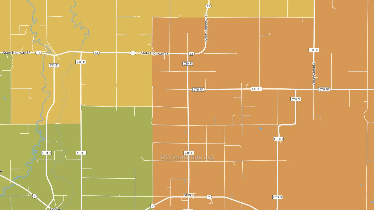 Maple, WI Map of Vandalism Rates