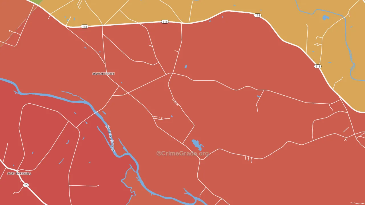 Maplecypress, NC Map of Vandalism Rates