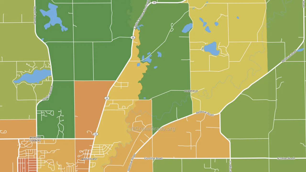 Maplehurst, MI Map of Vandalism Rates