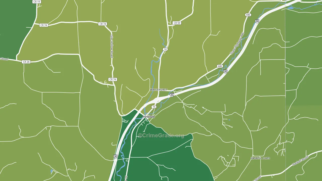 Maplehurst, NY Map of Vandalism Rates
