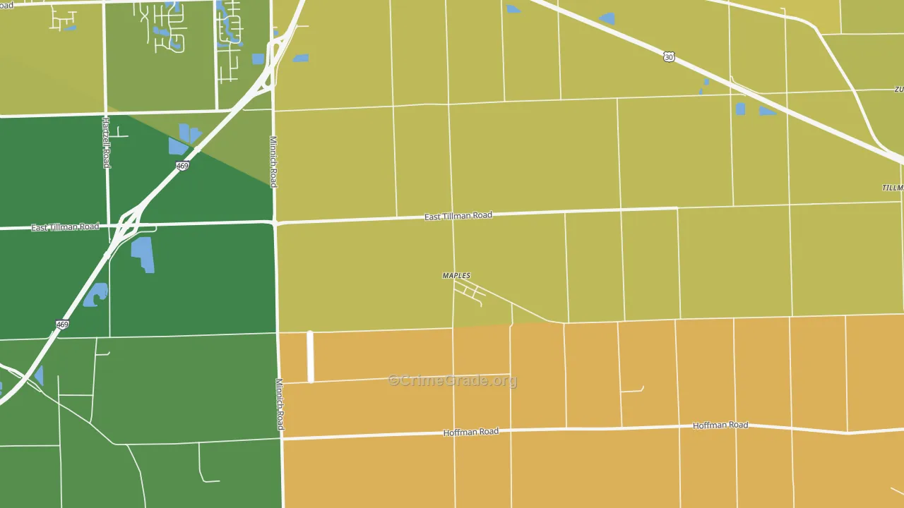 Maples, IN Map of Vandalism Rates