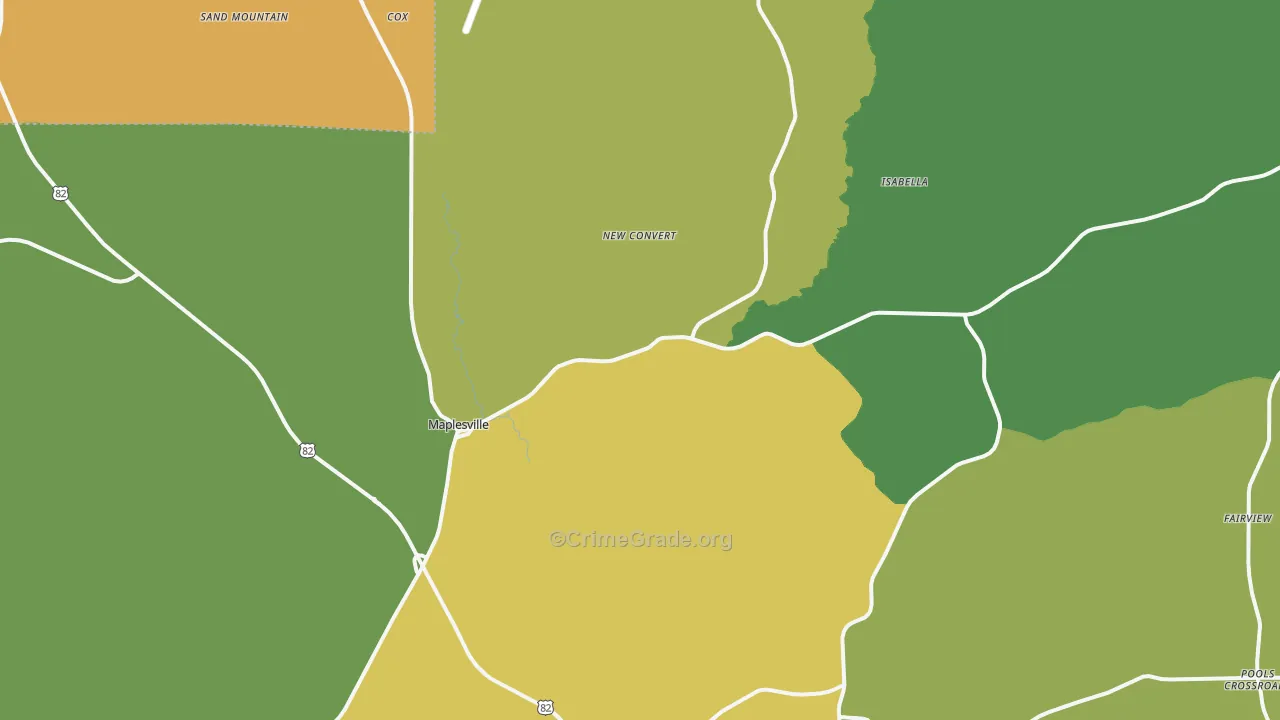 Maplesville, AL Map of Vandalism Rates