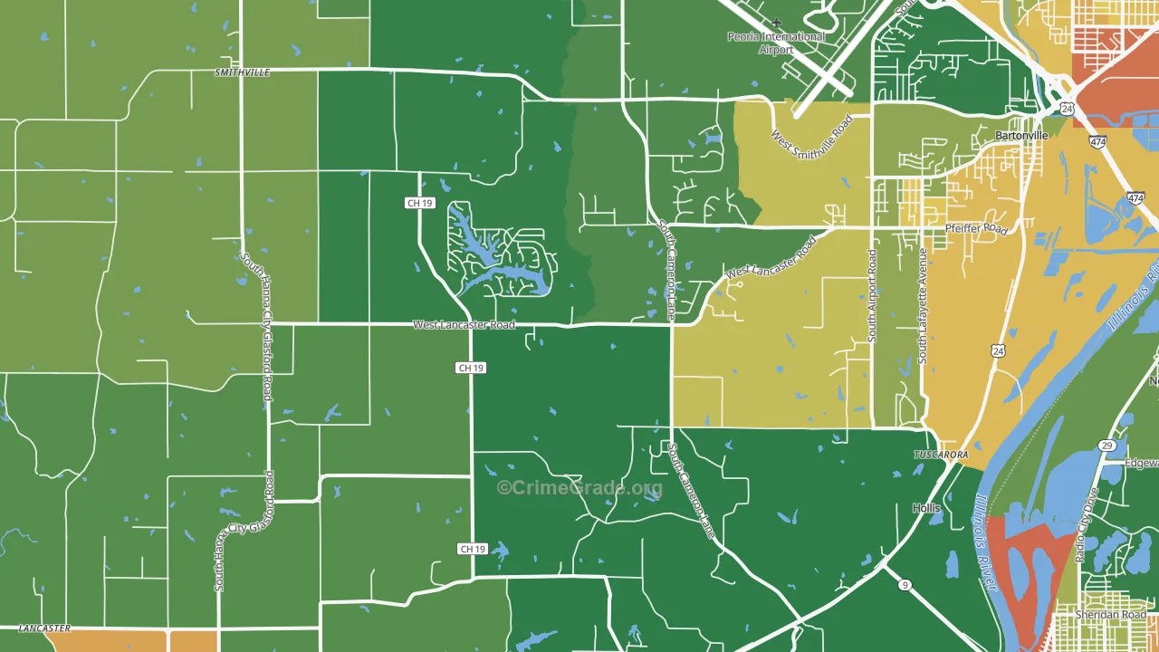 Mapleton, IL Map of Vandalism Rates