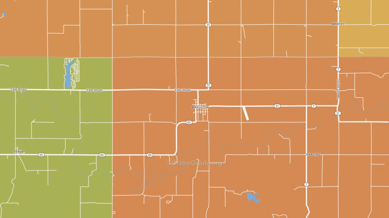 Mapleton, KS Map of Vandalism Rates