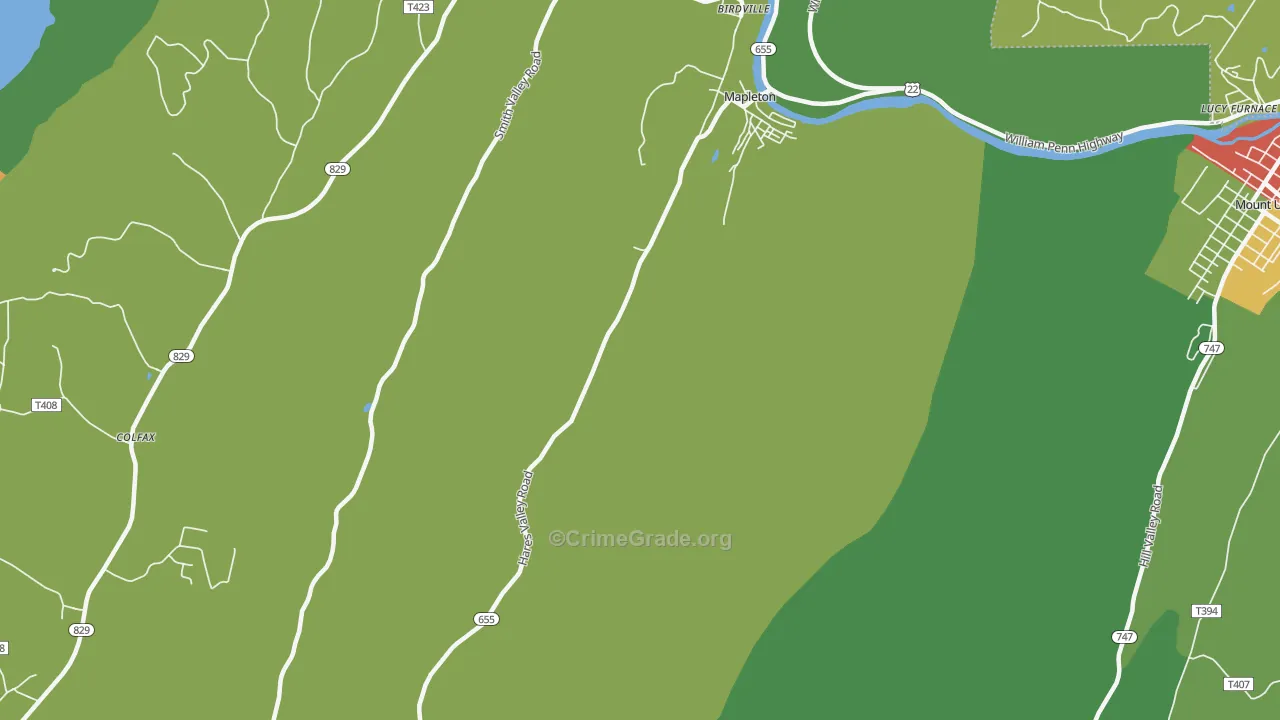 Mapleton, PA Map of Vandalism Rates