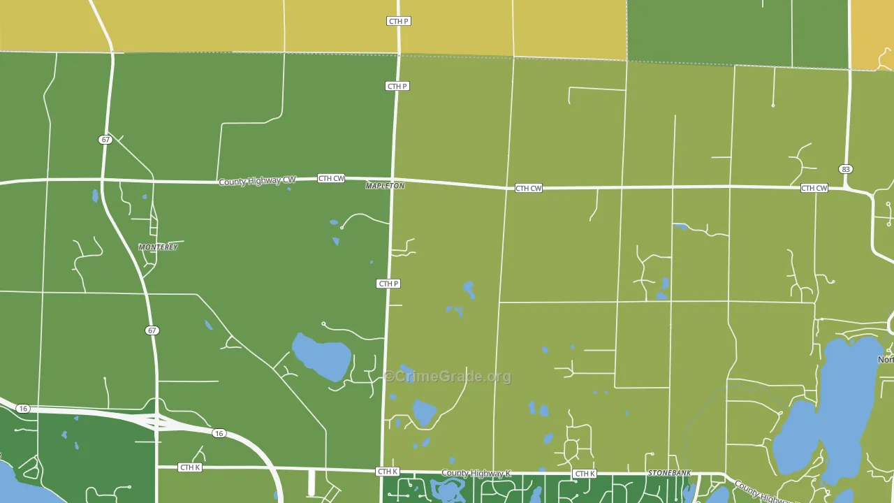 Mapleton, WI Map of Vandalism Rates