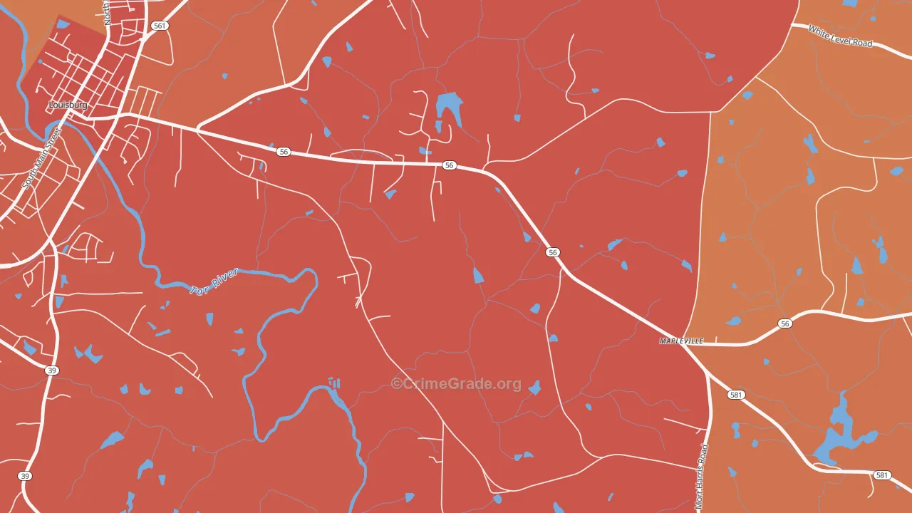 Mapleville, NC Map of Vandalism Rates