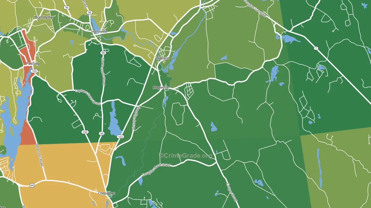 Mapleville, RI Map of Vandalism Rates