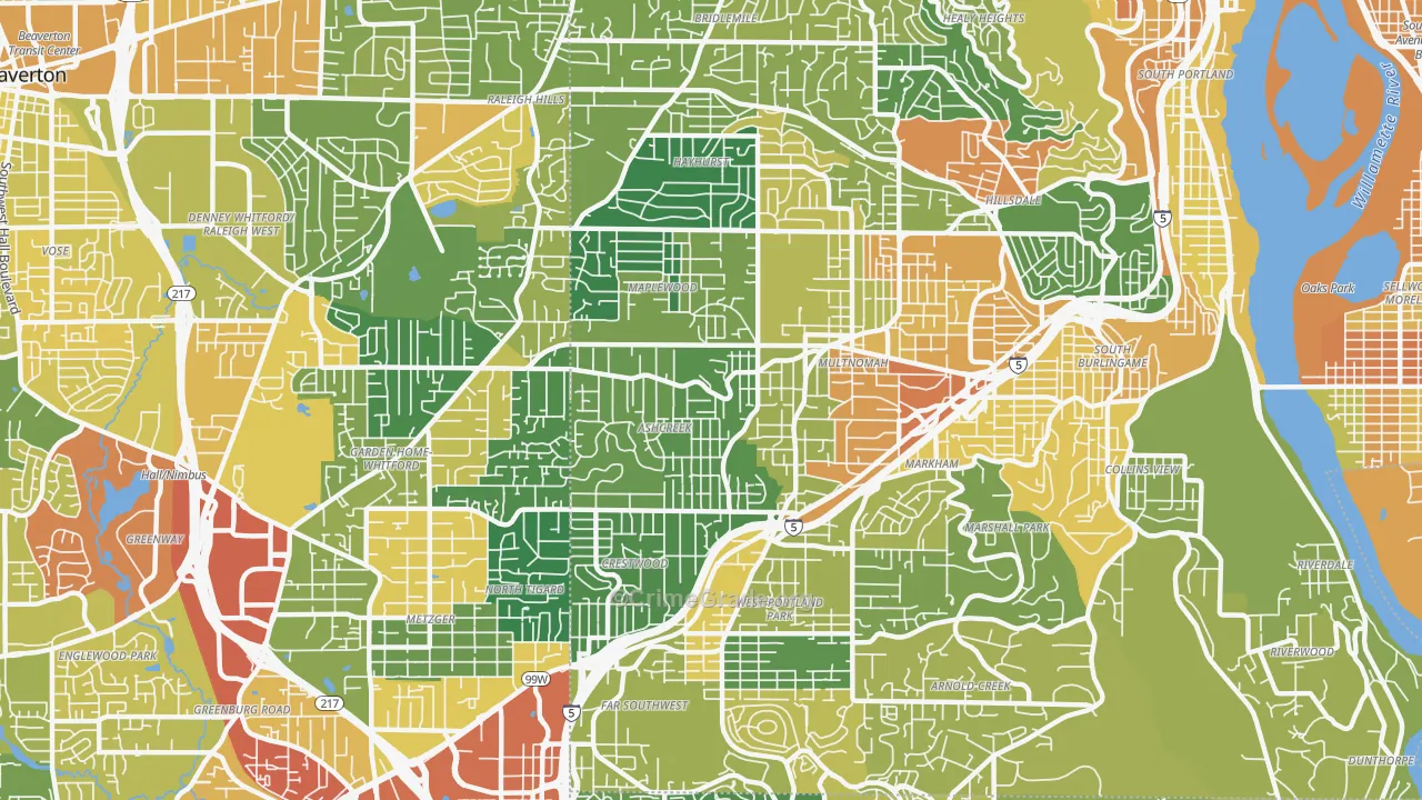 Maplewood-Ashcreek, Portland, OR Map of Vandalism Rates